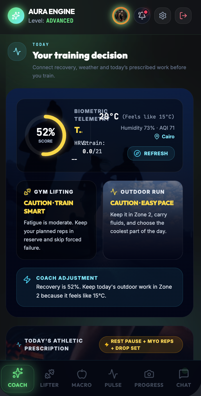 AURA Weather Telemetry & Running Quests